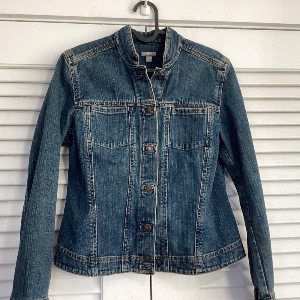 J Jill Jean Jacket Womens XS Tall Denim Button Up Medium Wash Casual Ladies